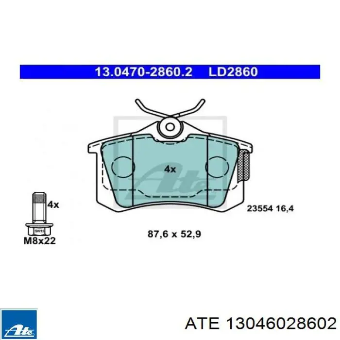 13046028602 ATE pastillas de freno traseras
