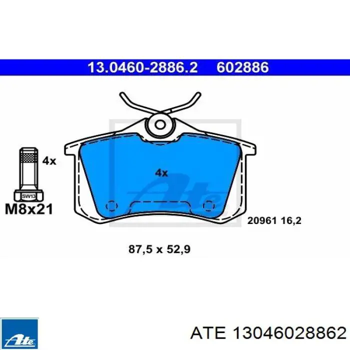 13046028862 ATE pastillas de freno traseras