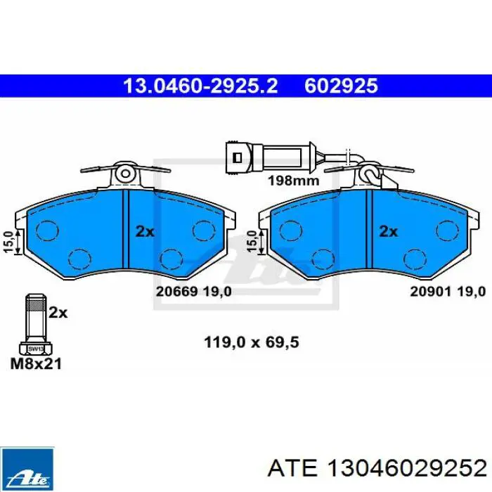 13046029252 ATE pastillas de freno delanteras