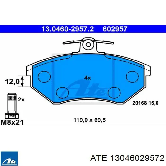 13046029572 ATE pastillas de freno delanteras