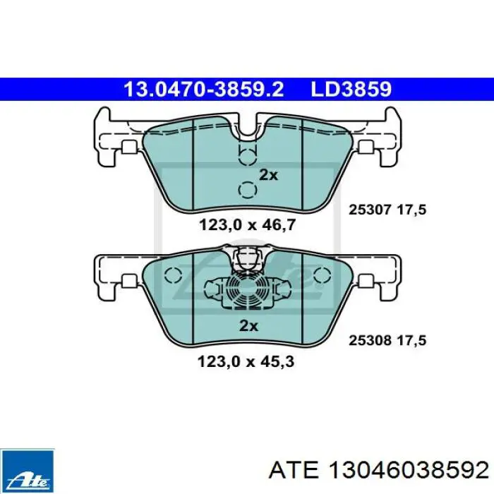 13.0460-3859.2 ATE pastillas de freno traseras