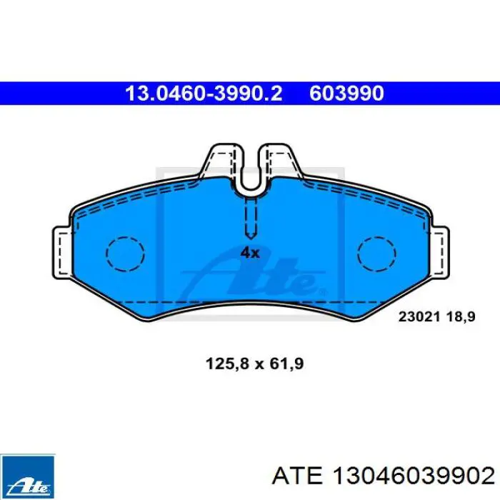 13.0460-3990.2 ATE pastillas de freno traseras