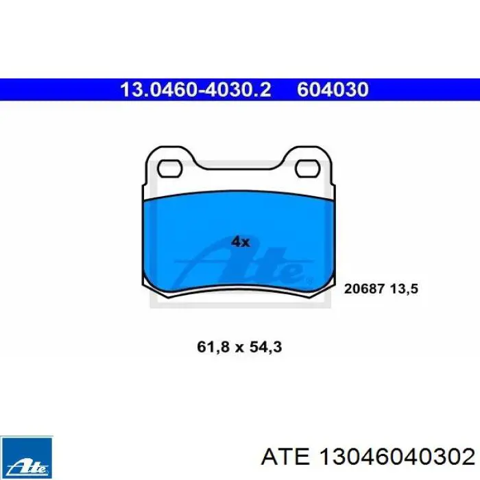 13046040302 ATE pastillas de freno traseras