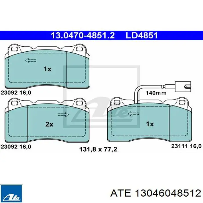 13046048512 ATE pastillas de freno delanteras