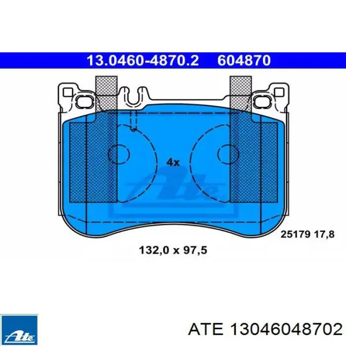13.0460-4870.2 ATE pastillas de freno delanteras