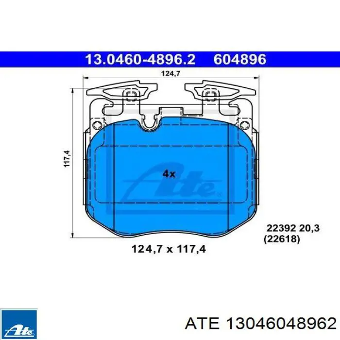 13.0460-4896.2 ATE pastillas de freno delanteras