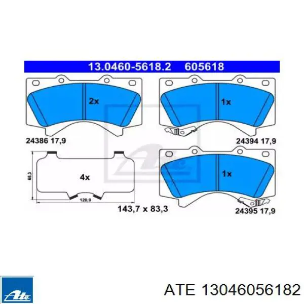 13046056182 ATE pastillas de freno delanteras