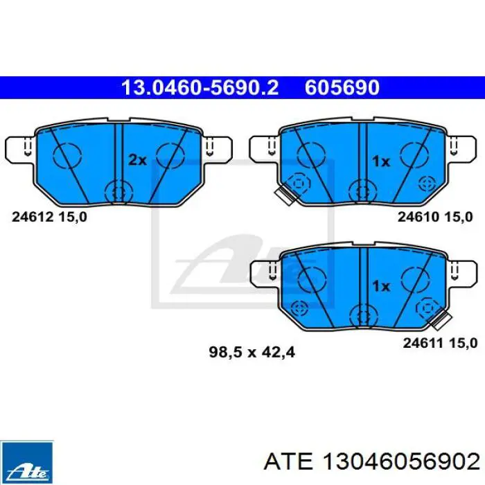 13046056902 ATE pastillas de freno traseras