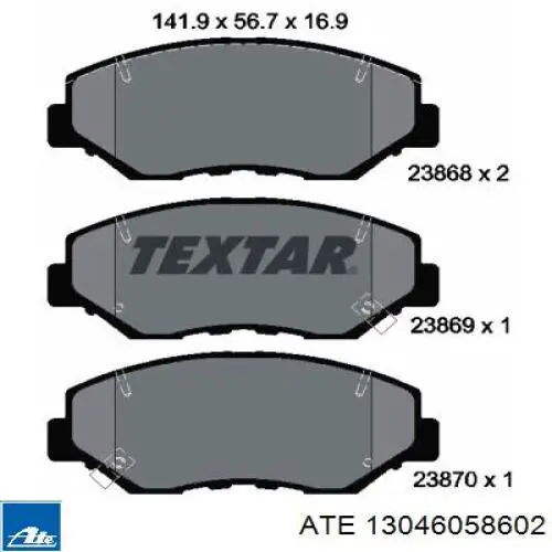 13.0460-5860.2 ATE pastillas de freno delanteras