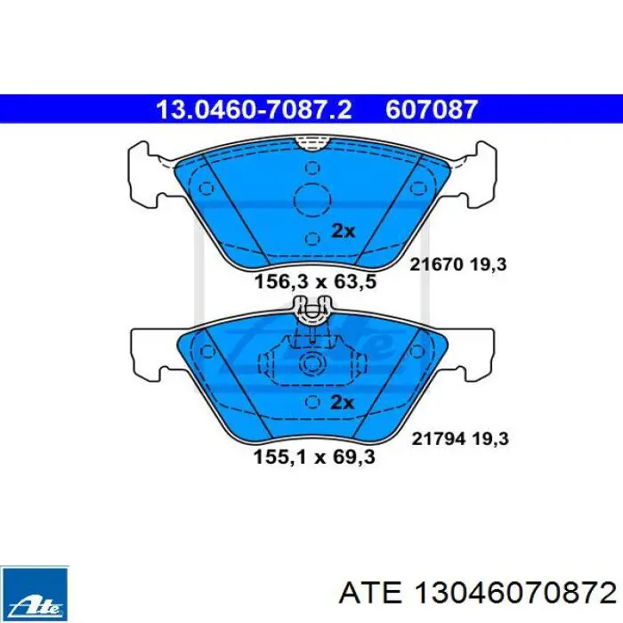 13046070872 ATE pastillas de freno delanteras