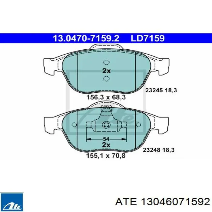 13.0460-7159.2 ATE pastillas de freno delanteras