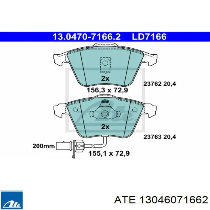 13.0460-7166.2 ATE pastillas de freno delanteras