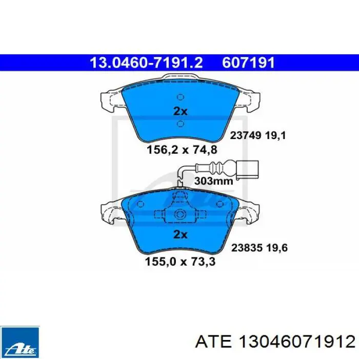 13046071912 ATE pastillas de freno delanteras
