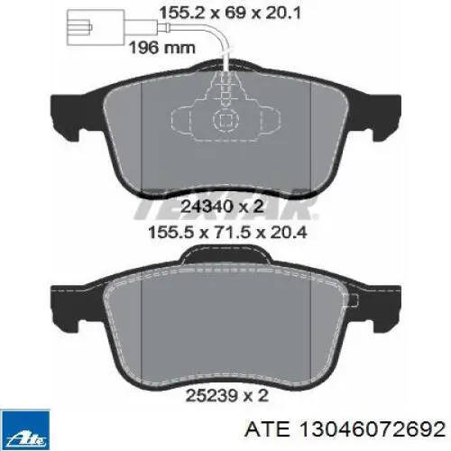 13046072692 ATE pastillas de freno delanteras