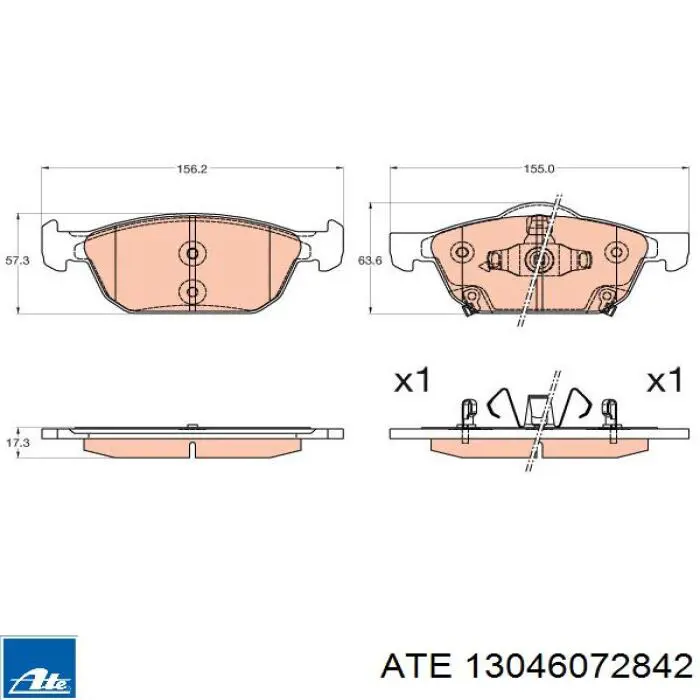 13.0460-7284.2 ATE pastillas de freno delanteras