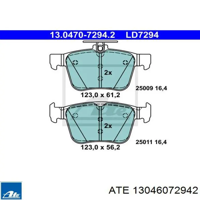 13.0460-7294.2 ATE pastillas de freno traseras
