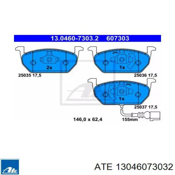 13046073032 ATE pastillas de freno delanteras