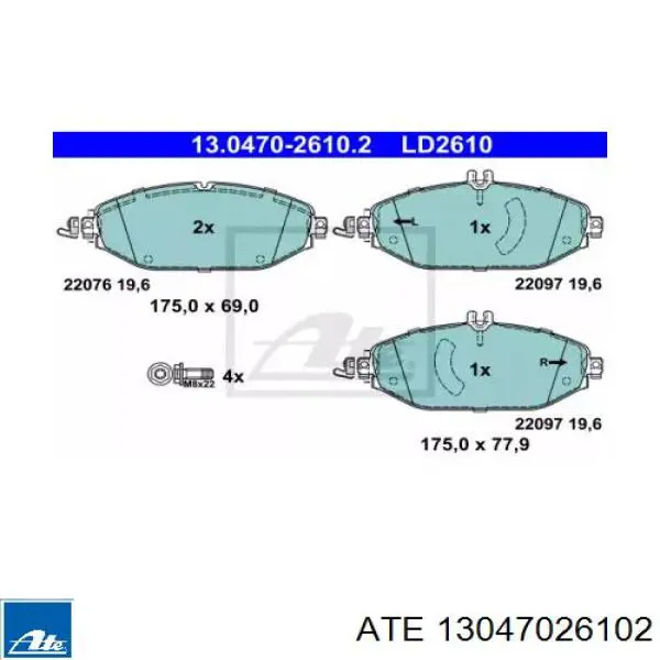 13047026102 ATE pastillas de freno delanteras