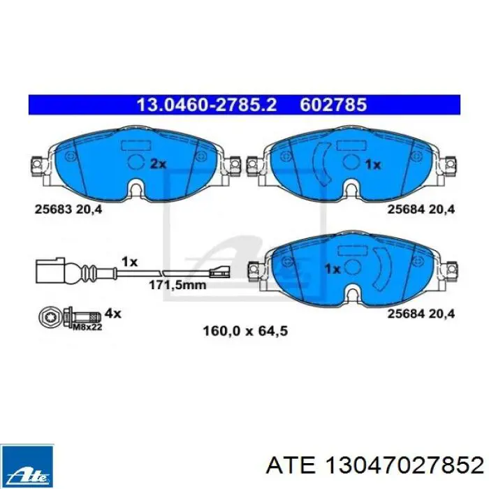 13047027852 ATE pastillas de freno delanteras