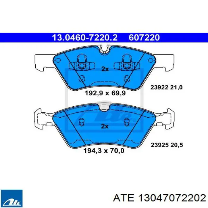 13047072202 ATE pastillas de freno delanteras
