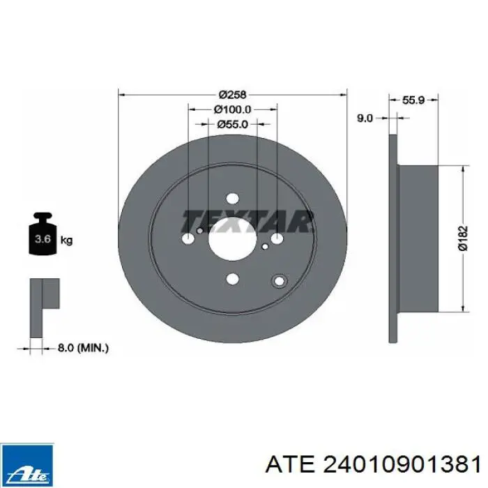 24.0109-0138.1 ATE disco de freno trasero