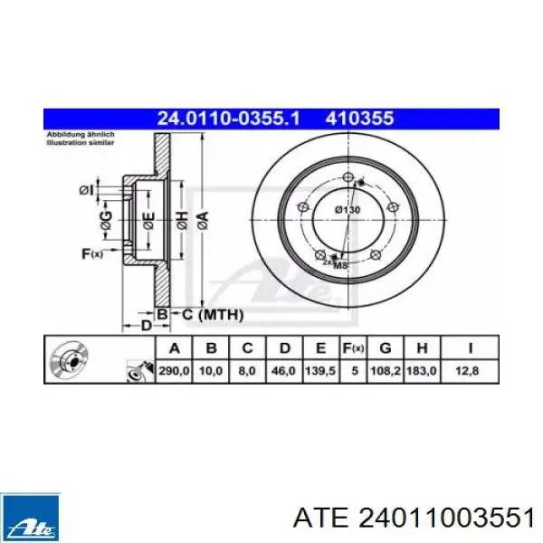 24011003551 ATE freno de disco delantero
