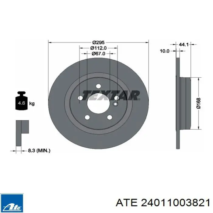 24011003821 ATE disco de freno trasero