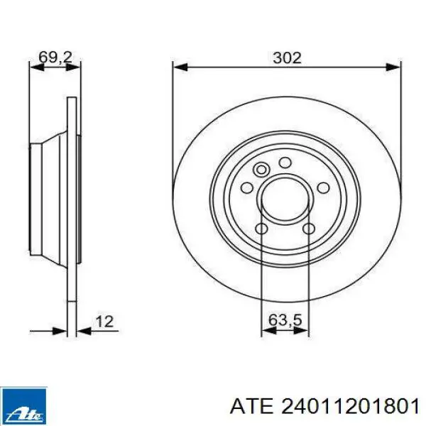 24011201801 ATE disco de freno trasero