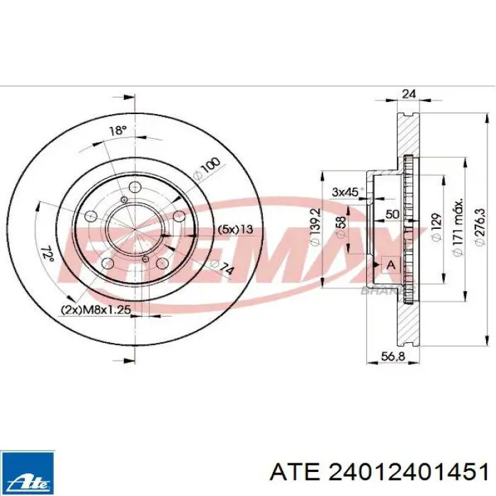 24012401451 ATE freno de disco delantero
