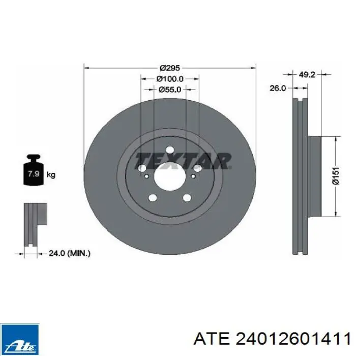 24012601411 ATE freno de disco delantero