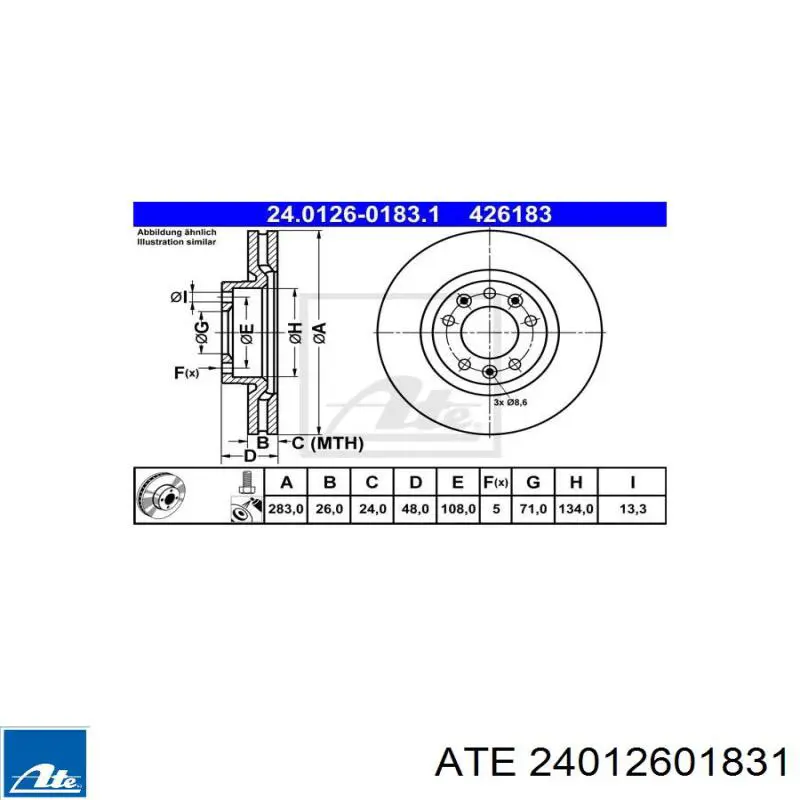 24012601831 ATE freno de disco delantero