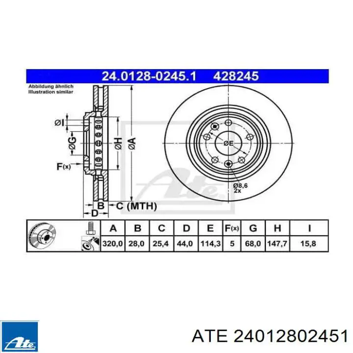 24012802451 ATE freno de disco delantero