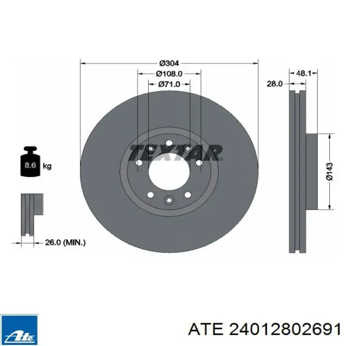 24012802691 ATE freno de disco delantero