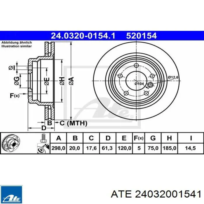 24.0320-0154.1 ATE disco de freno trasero