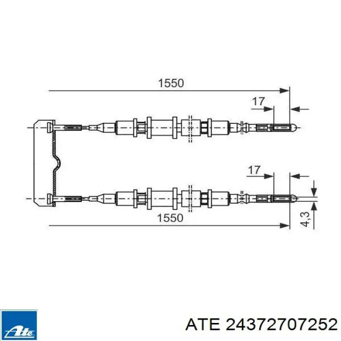 24372707252 ATE cable de freno de mano trasero derecho/izquierdo