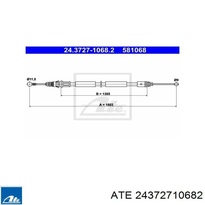 24.3727-1068.2 ATE cable de freno de mano trasero izquierdo