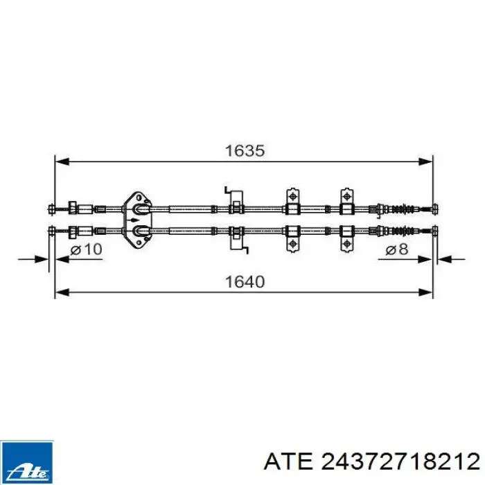 24372718212 ATE cable de freno de mano trasero derecho/izquierdo