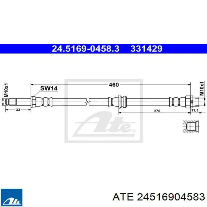 24516904583 ATE tubo flexible de frenos trasero