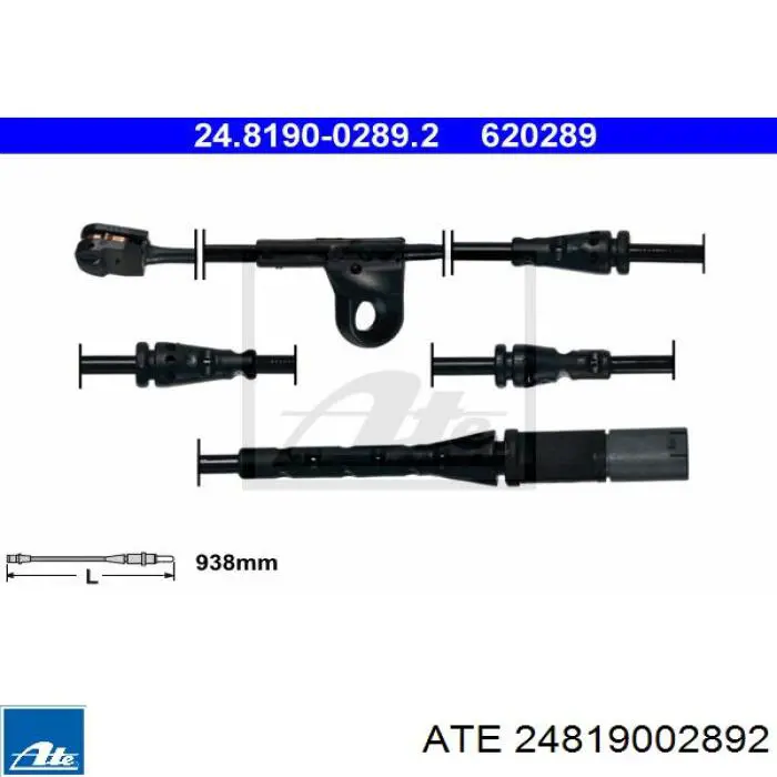 24.8190-0289.2 ATE contacto de aviso, desgaste de los frenos