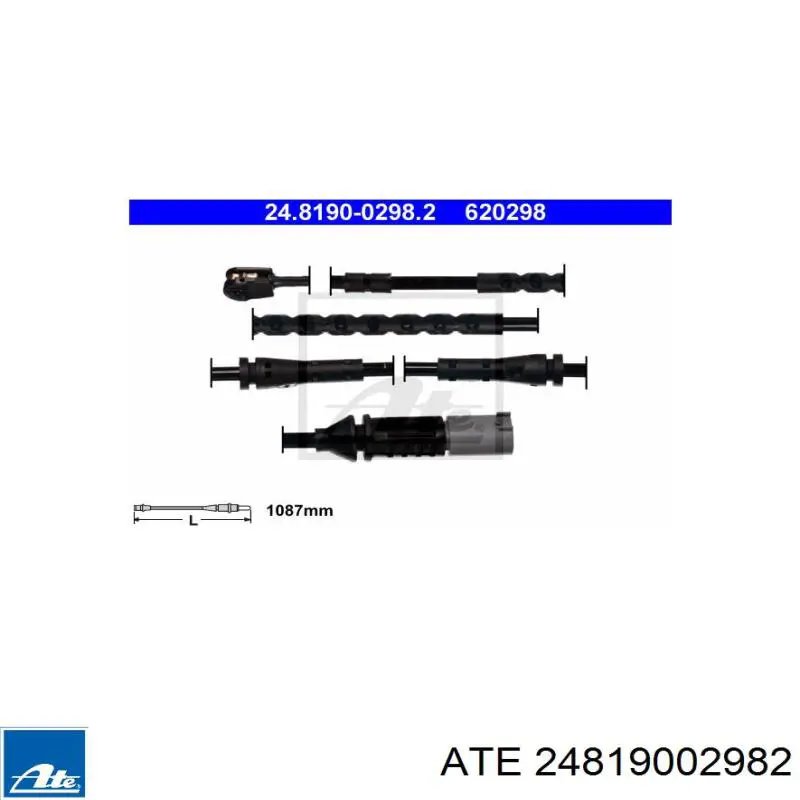 24.8190-0298.2 ATE contacto de aviso, desgaste de los frenos