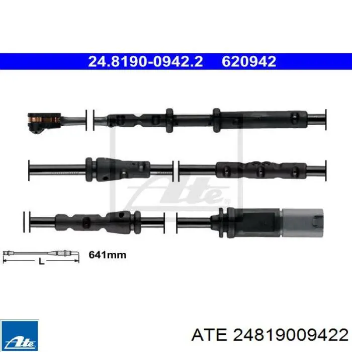 24.8190-0942.2 ATE contacto de aviso, desgaste de los frenos, trasero