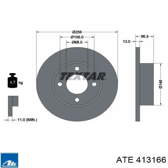 413166 ATE freno de disco delantero