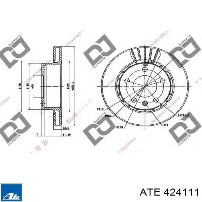 424111 ATE freno de disco delantero