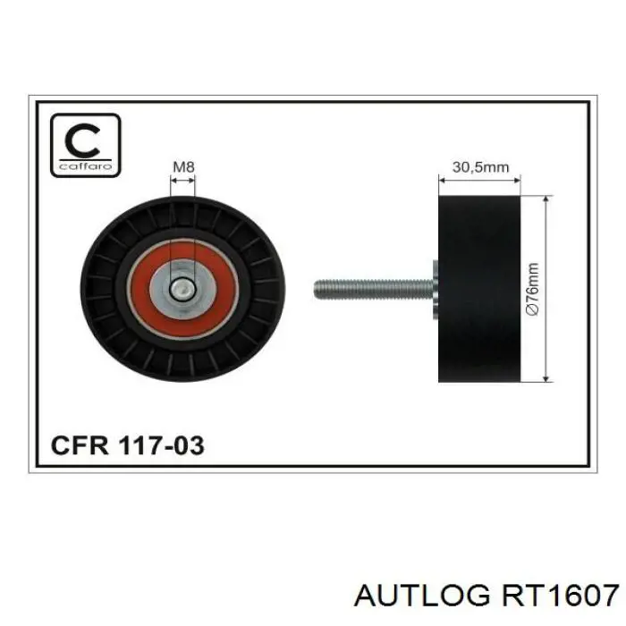 RT1607 Autlog polea inversión / guía, correa poli v