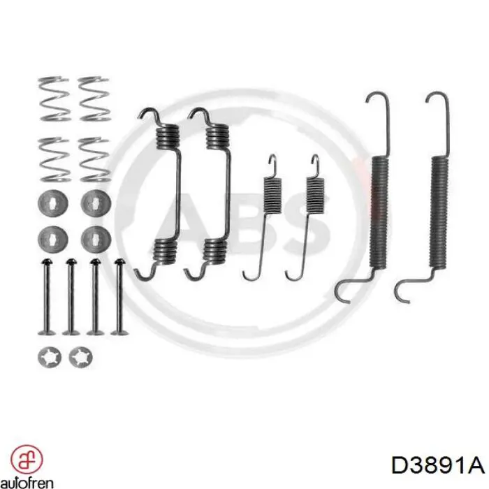 D3891A Autofren kit de montaje, zapatas de freno traseras