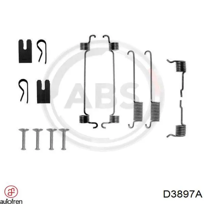 D3897A Autofren kit de montaje, zapatas de freno traseras