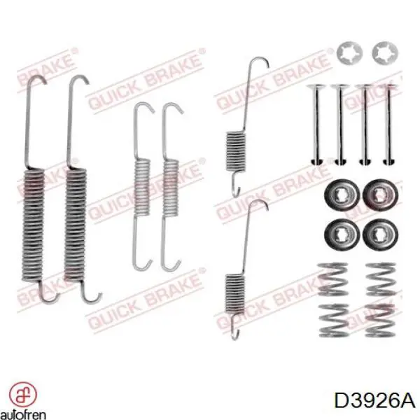 D3926A Autofren kit de montaje, zapatas de freno traseras