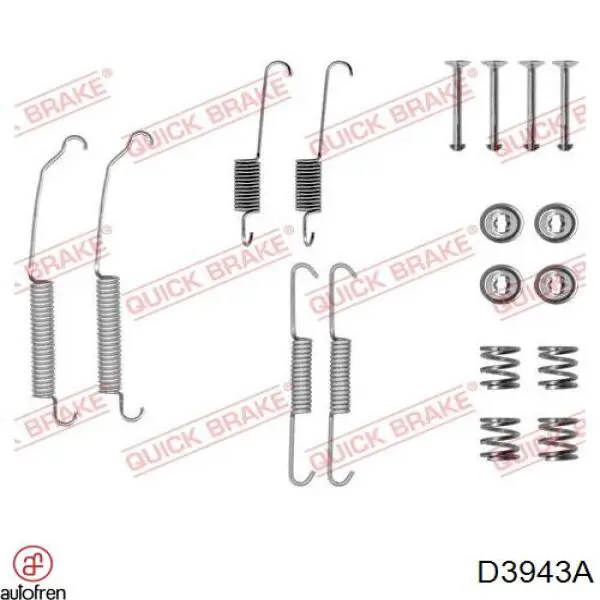 D3943A Autofren kit de montaje, zapatas de freno traseras