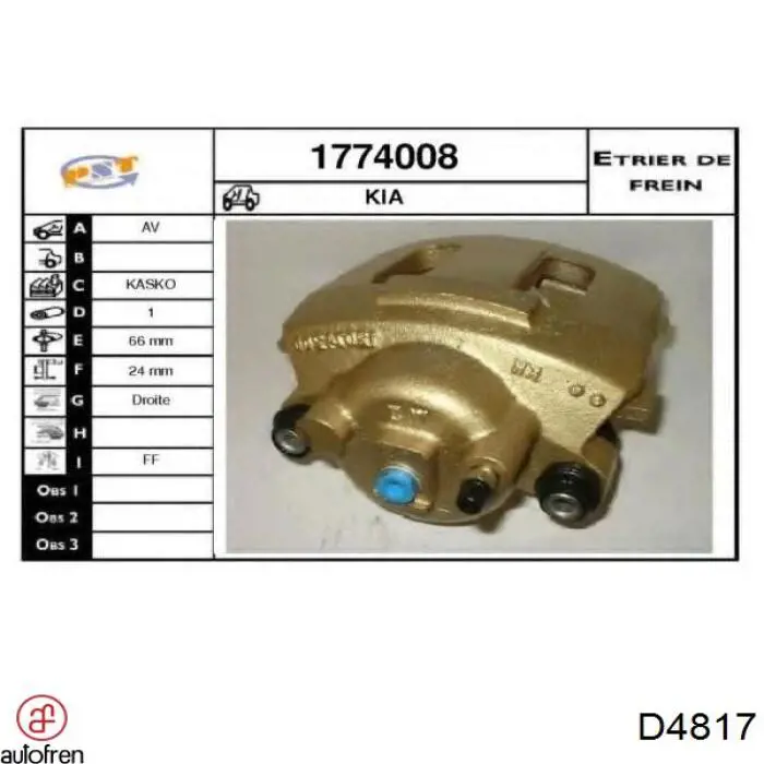 D4817 Autofren juego de reparación, pinza de freno delantero