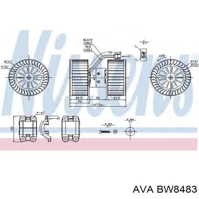 BW8483 AVA motor eléctrico, ventilador habitáculo